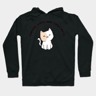 Coffee cats and yoga mats funny yoga and cat drawing Hoodie